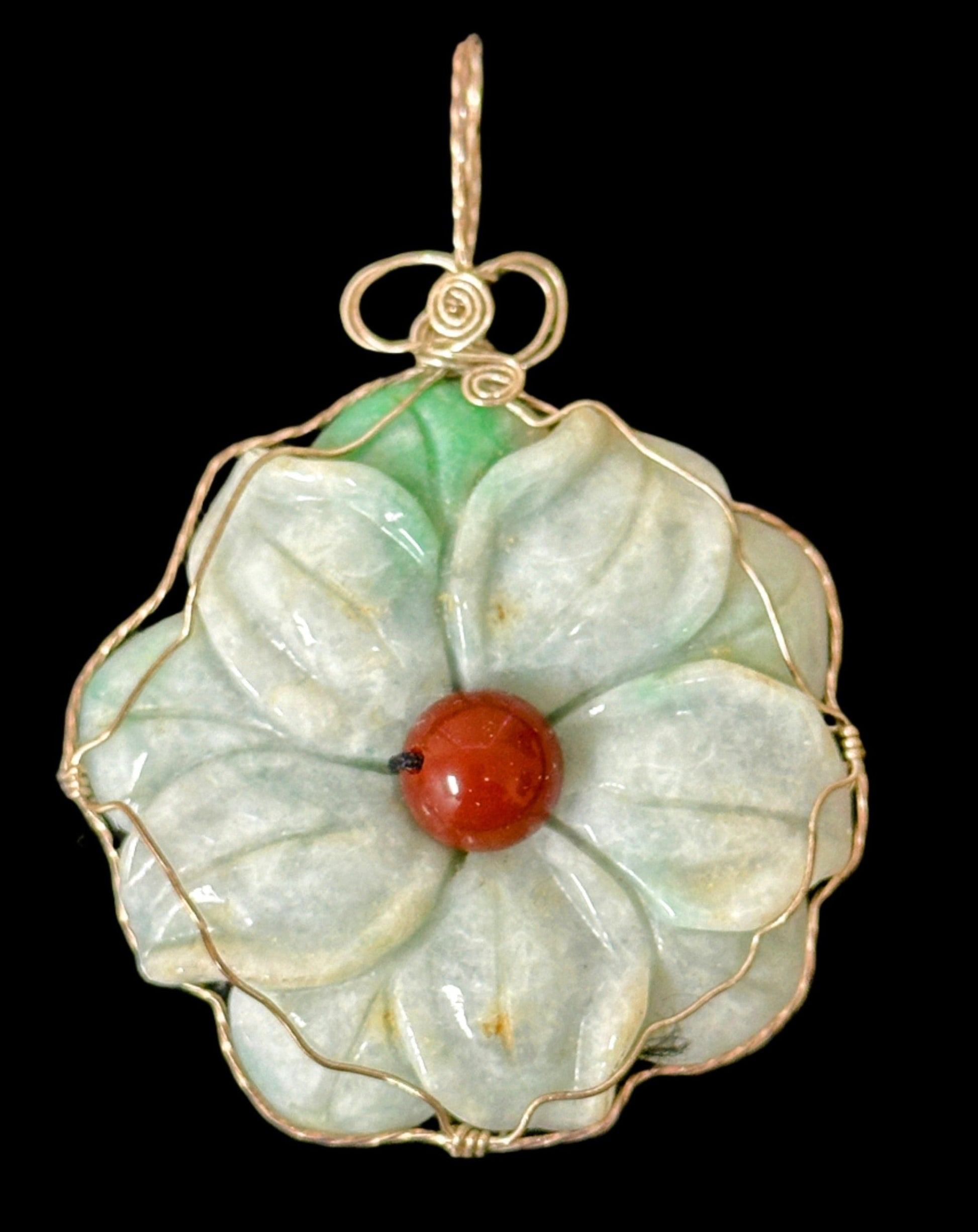 Jade Lotus Blossom Pendantm designed by AstroCreations, maker of unique Zodiac jewelry.