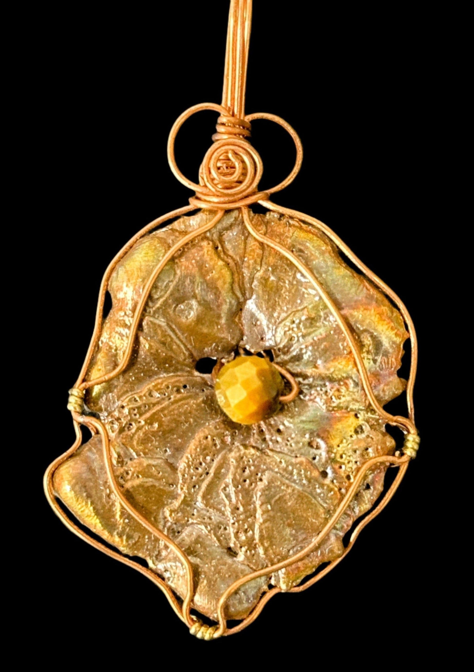 A Magnolia Blossom Pendant designed by AstroCreations. with Tiger's Eye gemstone. offered by AstroCreations, makers of unique Zodiac jewelry