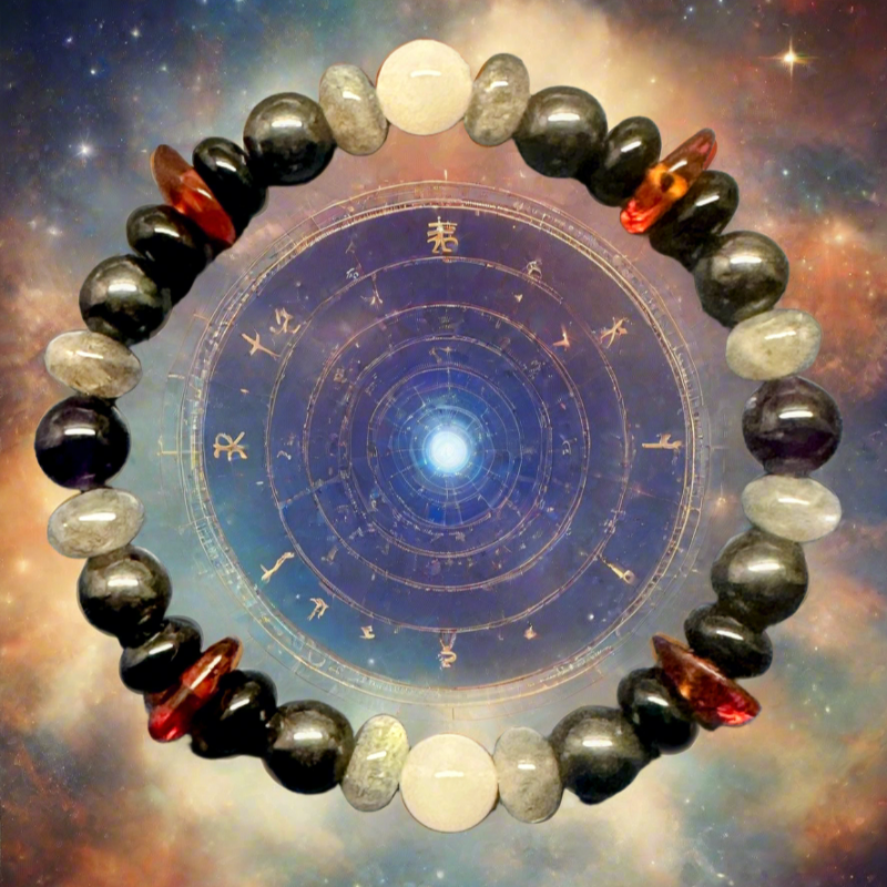 Scorpio Bracelet. Designed with several semi-precious gemstones. Designed and produced by AstroCreations, makers of unique Zodiac jewelry.