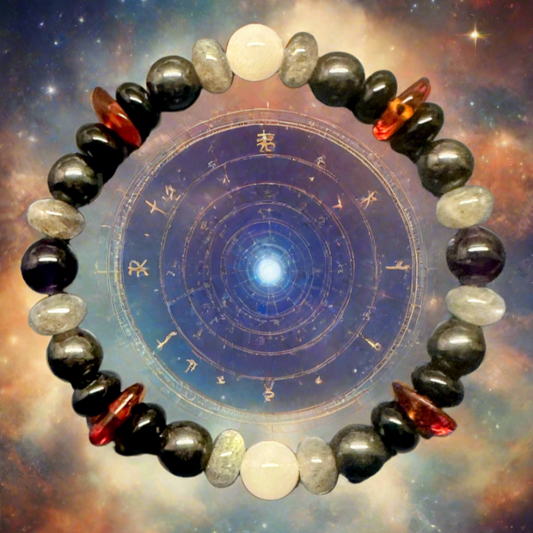 Scorpio Bracelet. Designed with several semi-precious gemstones. Designed and produced by AstroCreations, makers of unique Zodiac jewelry.