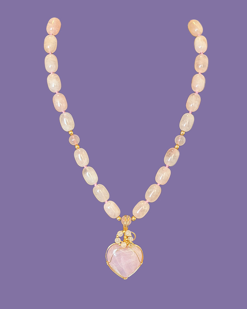 Rose Quartz Necklace by Norma Dice